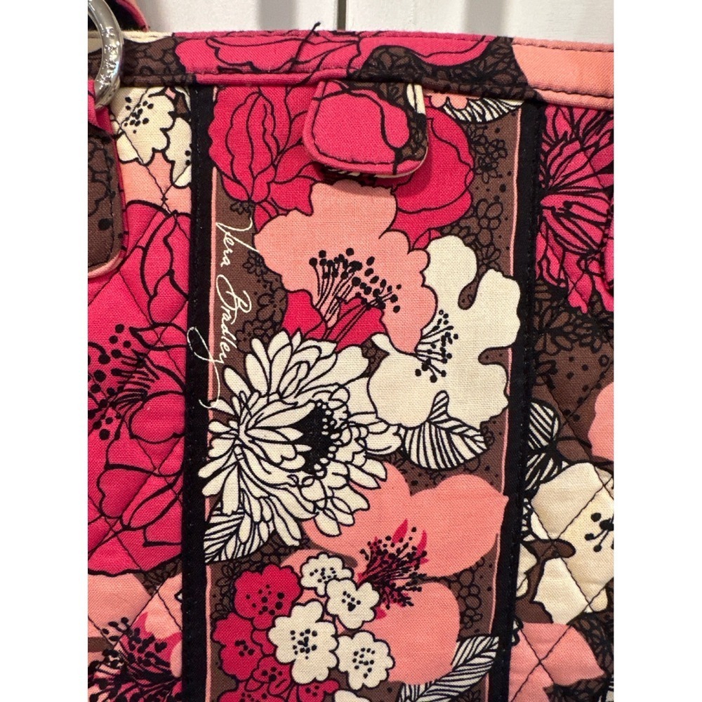 Vera Bradley Quilted Floral  Mocha Rouge Shoulder Bag Pink Brown Cream purse - Picture 2 of 9